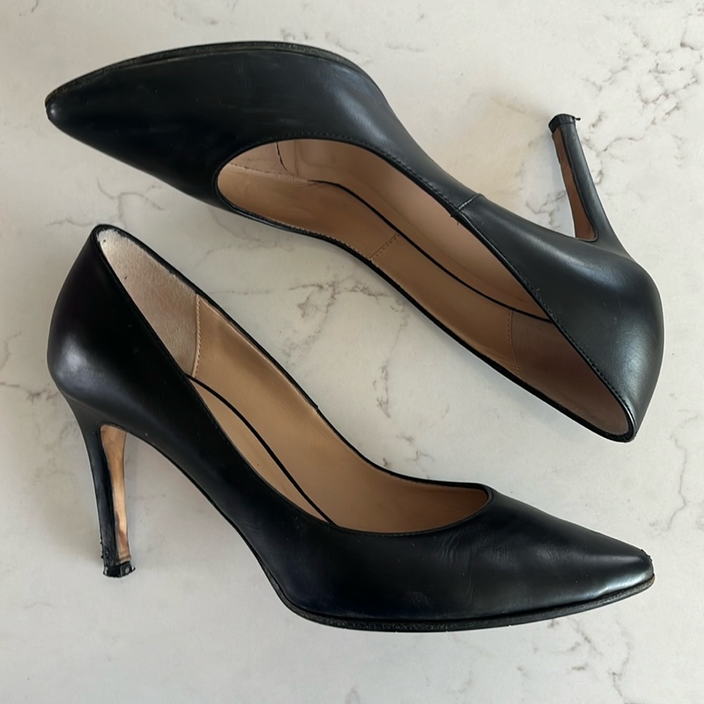 Aquatalia Black Leather Melina Heels Pumps in Womens Size 6.5